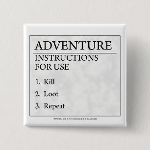 Badge Carré 5 Cm Instructions d'aventure
