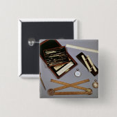 Badge Carré 5 Cm Instruments de dessin employés par Isambard (Devant & derrière)