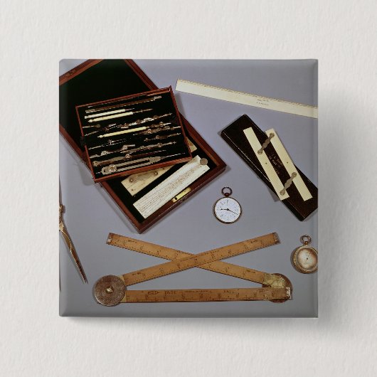 Badge Carré 5 Cm Instruments de dessin employés par Isambard (Devant)