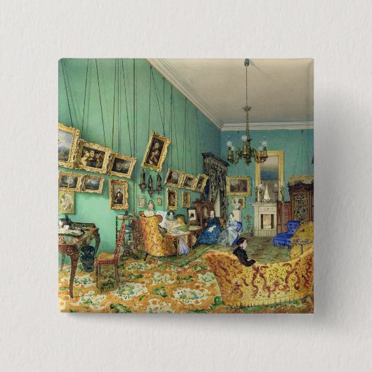 Badge Carré 5 Cm Intérieur d'un salon, 1847 (Devant)
