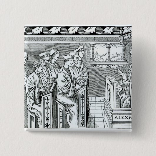 Badge Carré 5 Cm Intérieur d'une école (Devant)