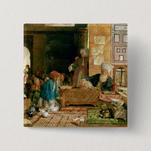 Badge Carré 5 Cm Intérieur d'une école, le Caire (Devant)