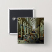 Badge Carré 5 Cm Intérieur d'une église (Devant & derrière)
