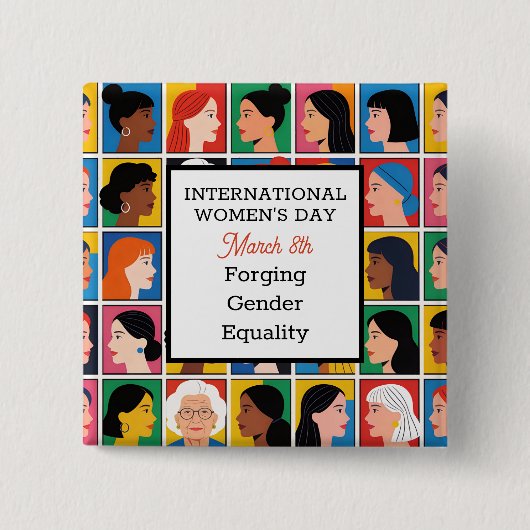 Badge Carré 5 Cm International Women's Day Forging Gender Equality (Devant)