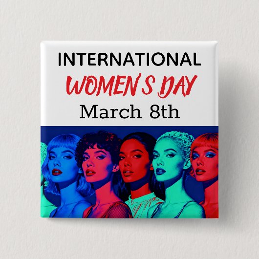 Badge Carré 5 Cm International Women's Day | Pop Art  (Devant)
