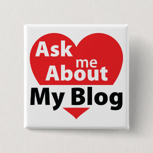 Badge Carré 5 Cm Interrogez-moi au sujet de mon blog - rouge