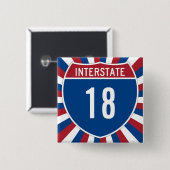 Badge Carré 5 Cm Interstate 18 (Devant & derrière)