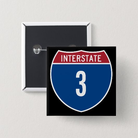 Badge Carré 5 Cm Interstate 3 (Devant & derrière)
