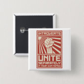 Badge Carré 5 Cm Introverts unissent séparément dans vos propres (Devant & derrière)