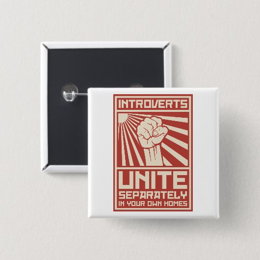 Badge Carré 5 Cm Introverts unissent séparément dans vos propres (Devant & derrière)