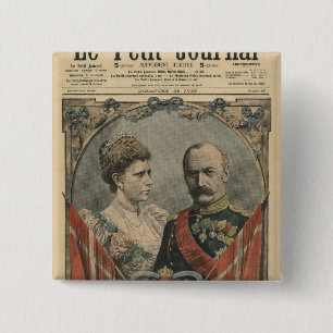 Badge Carré 5 Cm Invités de la France, Roi Frederick VIII et reine