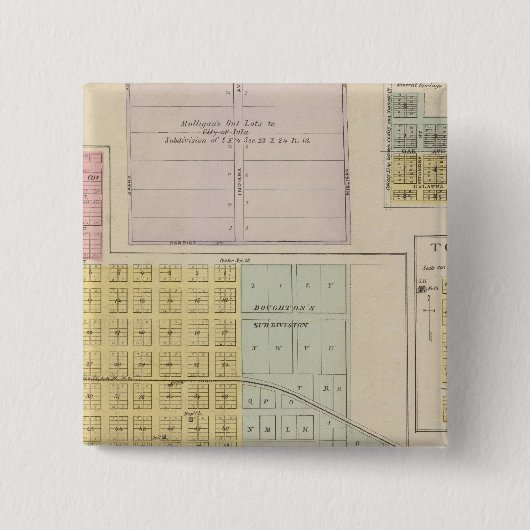 Badge Carré 5 Cm Iola, Torrance et Kellogg, Kansas (Devant)