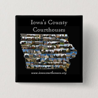Badge Carré 5 Cm iowacountiesblack, tribunaux du comté de l'Iowa,