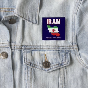 Badge Carré 5 Cm Iran Pride Carte du drapeau iranien Perse
