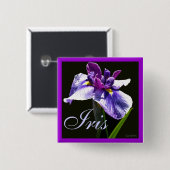 Badge Carré 5 Cm Iris pourpre bleu géant (Devant & derrière)