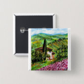 BADGE CARRÉ 5 CM IRISES EN TOSCANE (Devant & derrière)