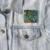 Badge Carré 5 Cm Irises (F608) Van Gogh Fine Art (En situation)
