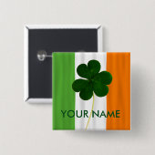Badge Carré 5 Cm Irish Flag Irlande Shamrock Clover Volunteer (Devant & derrière)