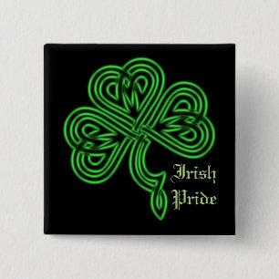 Badge Carré 5 Cm Irish Pride Lucky Celtic Shamrock Square Button