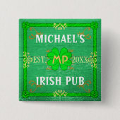 Badge Carré 5 Cm Irish Pub Créez Votre Propre Vert Personnalisé (Devant)