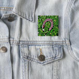 Badge Carré 5 Cm Irlandais Lucky Horseshoe