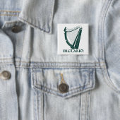 Badge Carré 5 Cm Irlande Harp Design, Irish Harp (En situation)