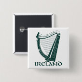 Badge Carré 5 Cm Irlande Harp Design, Irish Harp (Devant & derrière)