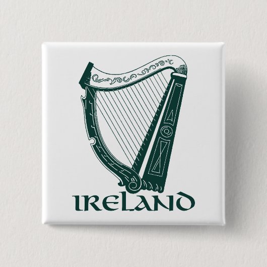 Badge Carré 5 Cm Irlande Harp Design, Irish Harp (Devant)