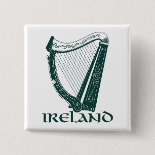 Badge Carré 5 Cm Irlande Harp Design, Irish Harp
