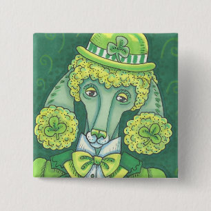 Badge Carré 5 Cm IRLANDE VERT FRANÇAIS POODON, Carré DE BOUTON DE C