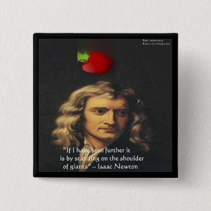 Badge Carré 5 Cm Isaac Newton "Giants Shoulders" Wisdom Gifts & Tee
