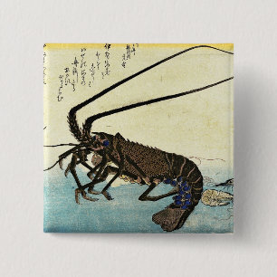 Badge Carré 5 Cm Iseebi & Ebi - Poisson des oiseaux (homard épineux