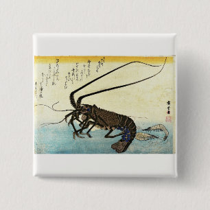 Badge Carré 5 Cm Iseebi & Ebi - Poisson des oiseaux (homard épineux