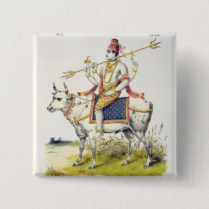 Badge Carré 5 Cm Ishana ou Shiva, gravé par C. de Motte (1785-183