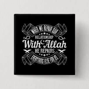 Badge Carré 5 Cm Islam - Réparez votre relation avec Allah