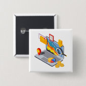 Badge Carré 5 Cm Isometric Business Data Analytics Laptop (Devant & derrière)