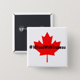 Badge Carré 5 Cm #IStandWithTrudeau Hashtag Trudeau Libéraux Canada