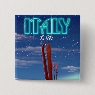 Badge Carré 5 Cm Italie 'Ice' Ski poster de voyage.