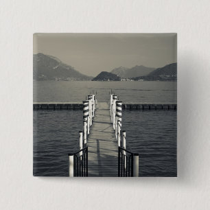 Badge Carré 5 Cm Italie, province de Côme, Tremezzo. Jetée du lac.