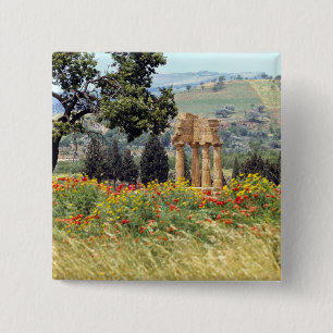 Badge Carré 5 Cm Italie, Sicile, Agrigente. Les ruines de la
