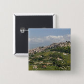 Badge Carré 5 Cm Italie, Sicile, Enna, Calascibetta, Matin View (Devant & derrière)