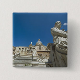 Badge Carré 5 Cm Italie, Sicile, Palerme, fontaine avec buste et