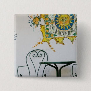 Badge Carré 5 Cm ITALIE, Sicile, TAORMINE : Bam, détail de bar-café