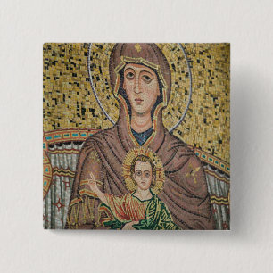 Badge Carré 5 Cm ITALIE, Sicile, TAORMINE : Corso Umberto 1, Mosaï