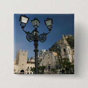 Badge Carré 5 Cm ITALIE, Sicile, TAORMINE : Piazza iX Aprile, San
