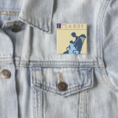 Badge Carré 5 Cm <It's a Boy> par Steve Collier (En situation)