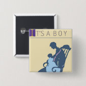 Badge Carré 5 Cm <It's a Boy> par Steve Collier (Devant & derrière)