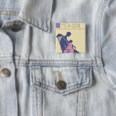 Badge Carré 5 Cm <It's a Girl> par Steve Collier (En situation)