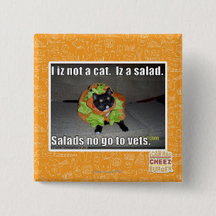 Badge Carré 5 Cm Iz I pas un chat. Iz une salade