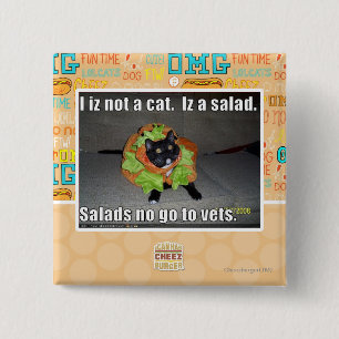Badge Carré 5 Cm Iz I pas un chat. Iz une salade